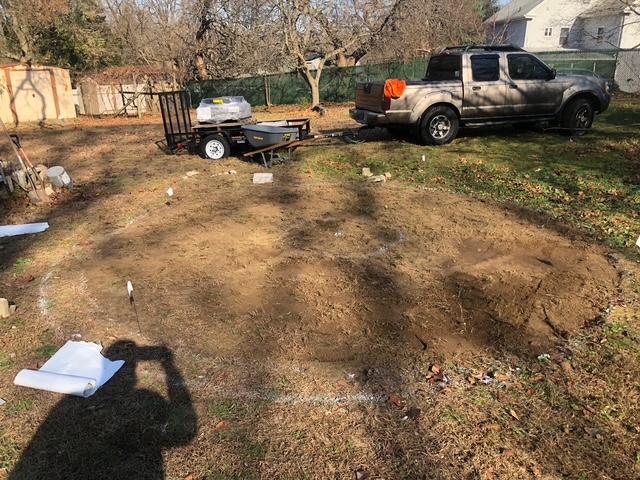Backyard before fire pit construction