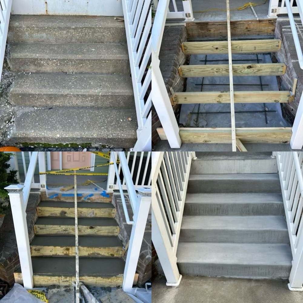 Concrete stair repair and restoration from demo to finished steps